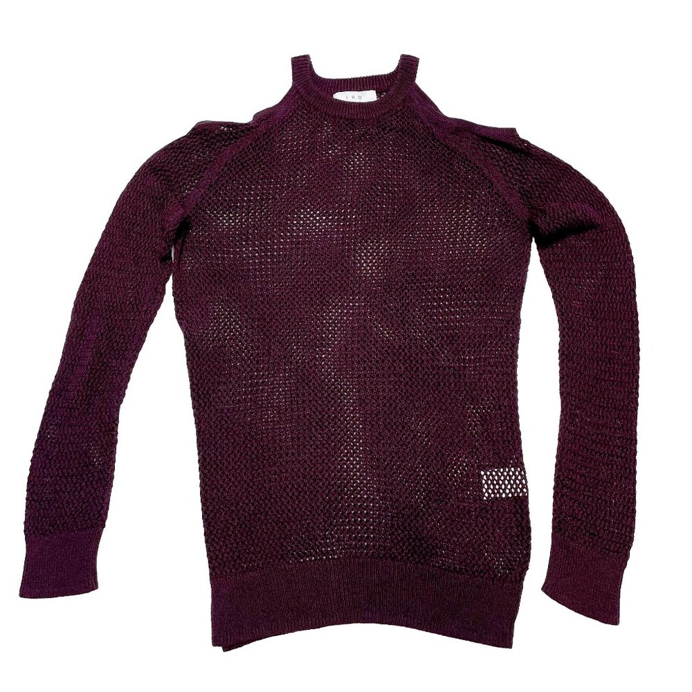 IRO Purple Open Knit Cold Shoulder Sweater - Small